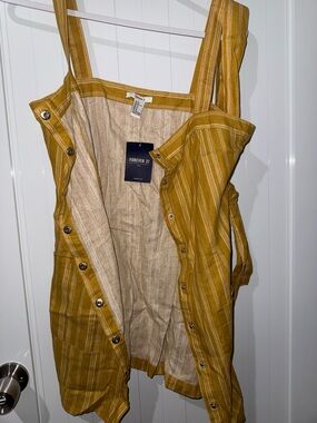 Forever 21 Mustard Yellow Striped Button-Front Dress